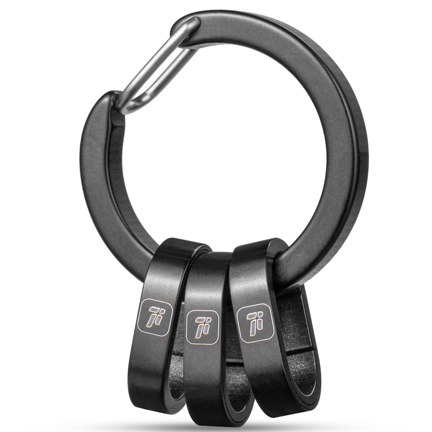 FEGVE Round Keychain Carabiner Clip with Titanium Mini Connecting Key Chain Rings for EDC