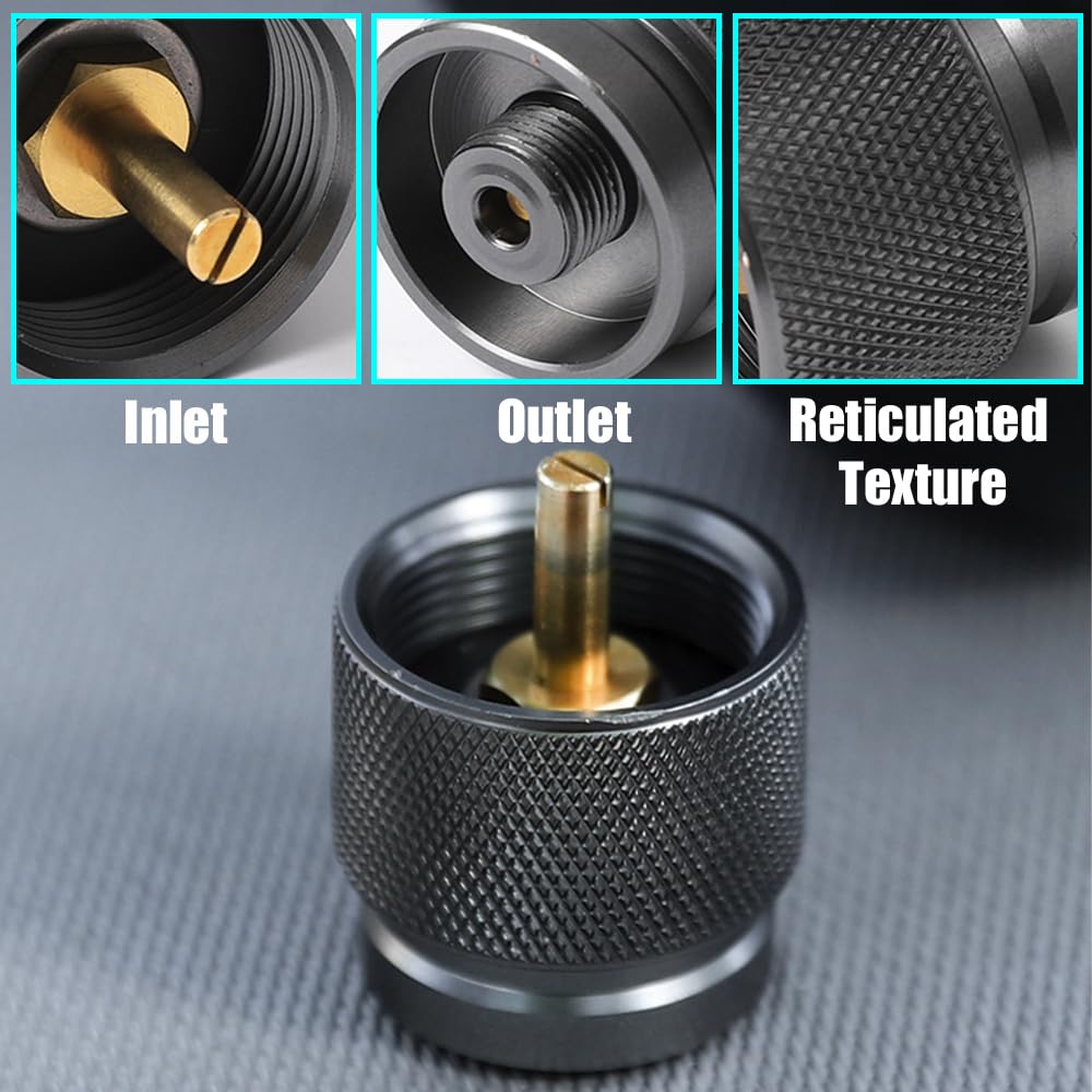 2PCS Camping Stove Adapter Silver Propane Canister Converter Propane Small Tank Input EN417 Lindal Valve Output Propane to Butane Adapter Camp Fuel Adapter for Outdoor Backpack Hiking