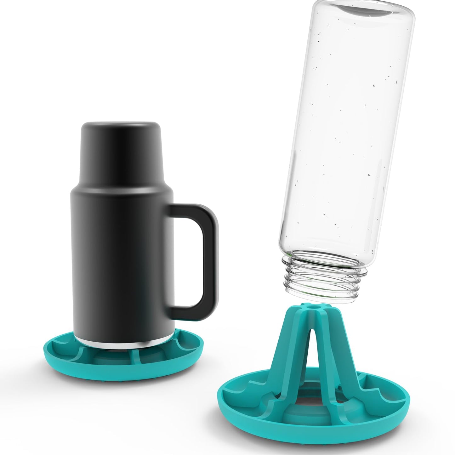 JIUBAR Bottle Drying Rack for Stanley Cup Accessories and Sports Water Bottle -Soft Silicone Material Air Convection Fast Does not Scratch Kitchen Accessories - Fits Caliber 1.65”-5” inches-4 Pack