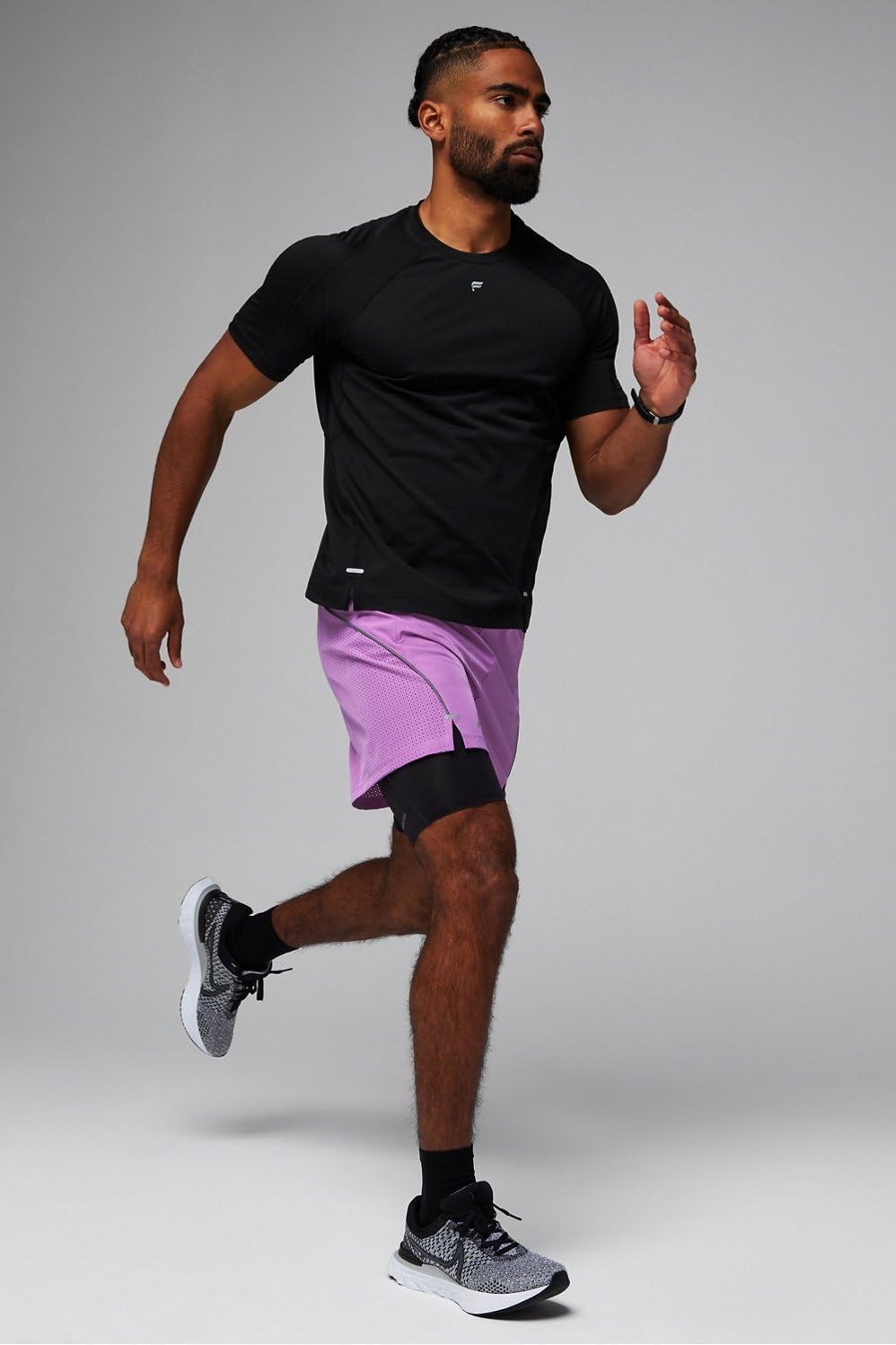 Fabletics Men's The 02 Tee, Performance Running, Jogging, Training, Ultra Lightweight, Reflective, Breathable, XS, Black