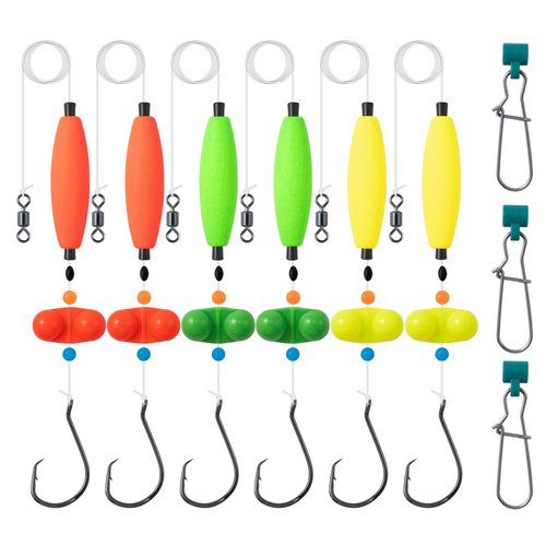 6PCS kaleodam Catfish Rigs Catfish Float Rigs Catfishing Tackle Santee Rig Circle Hooks for Peg Floats Catfish (Type B)