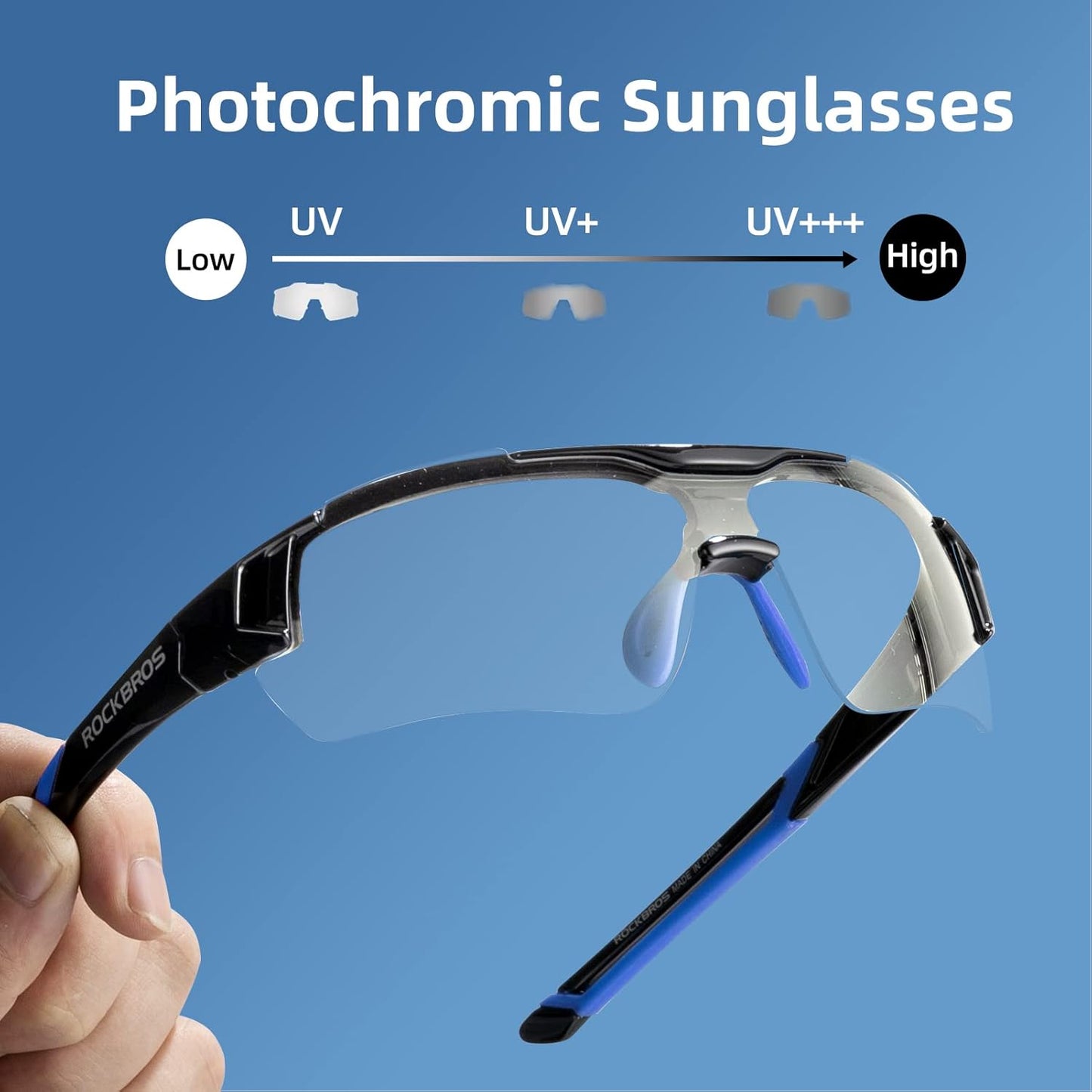 ROCKBROS Photochromic Sunglasses for Men Women Safety Cycling Glasses UV Protection Outdoor Sport Sunglasses