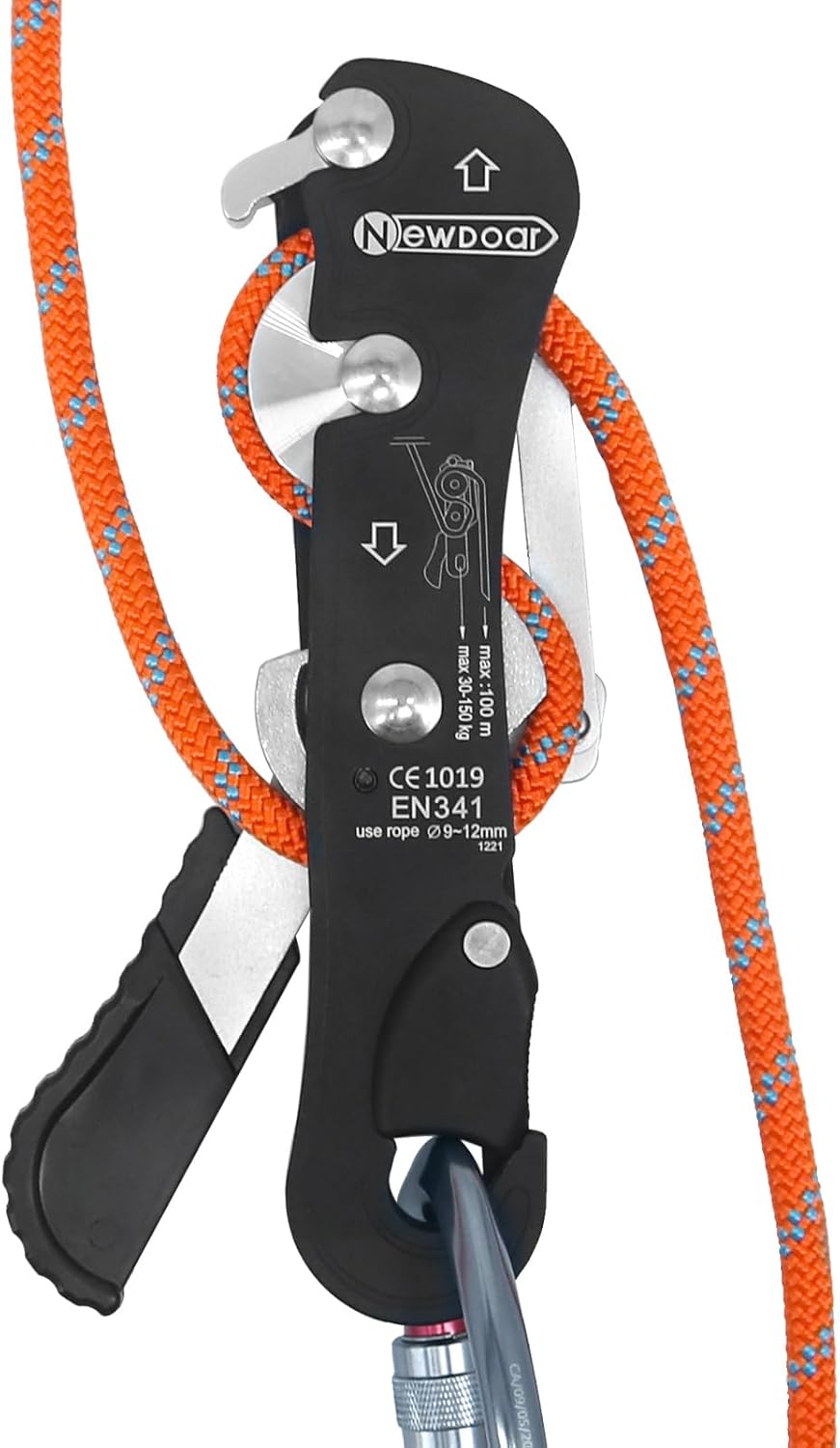 NewDoar Climbing Stop Descender Rappelling Belay for Ropes 10-12mm The Novices for Rescue & Arborist CE Certification