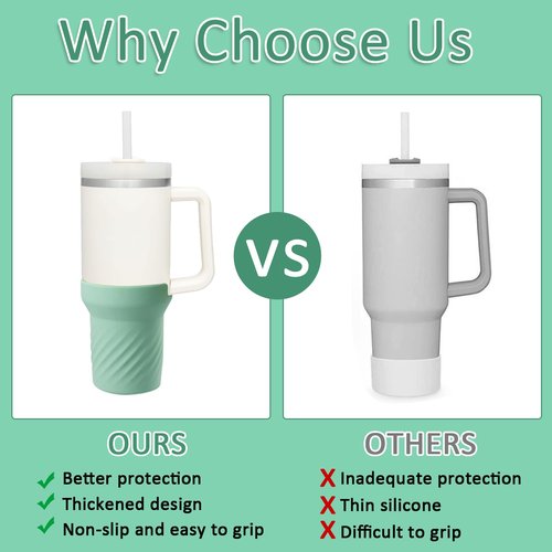 zxbaers Silicone Boot for Stanley 40 oz Tumbler, Water Bottle Bottom Protector Sleeve Bumper for Stanley 40oz Accessories (Green)