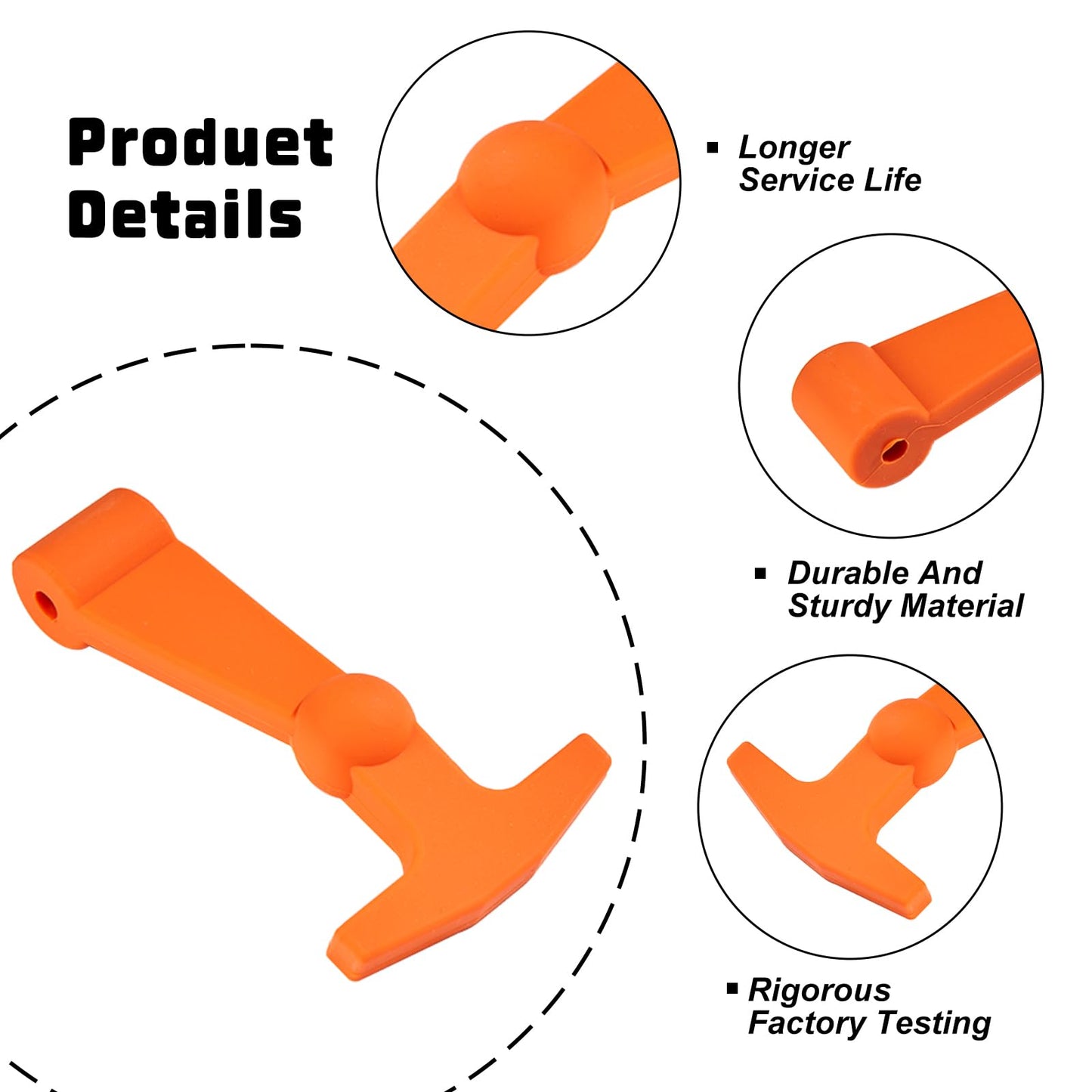 4Pack Cooler Latches Replacement for Yeti, RTIC Related Coolers, Premium Durable Rubber T- Latches Compatible with Yeti, RTIC Cooler Accessories (Orange)