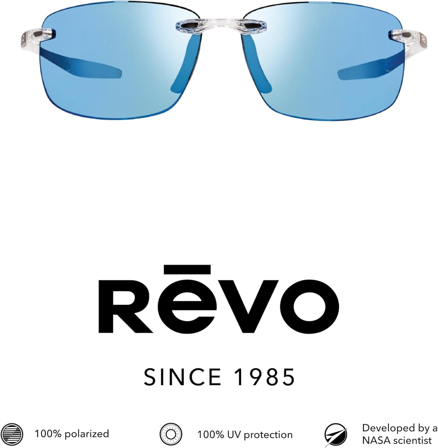 Polarized Rimless Rectangular Revo Descend N Sunglasses - Stylish UV Protection