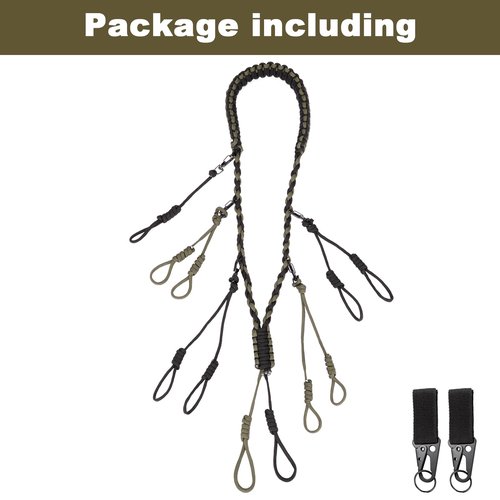 Ideagle Duck Call Lanyard, Duck Hunting Accessories with 11 Adjustable Loops, Holds 11 Duck Calls,Comfort Neck Call Lanyard for Hunting Predator Ducks-with 2 Keychains