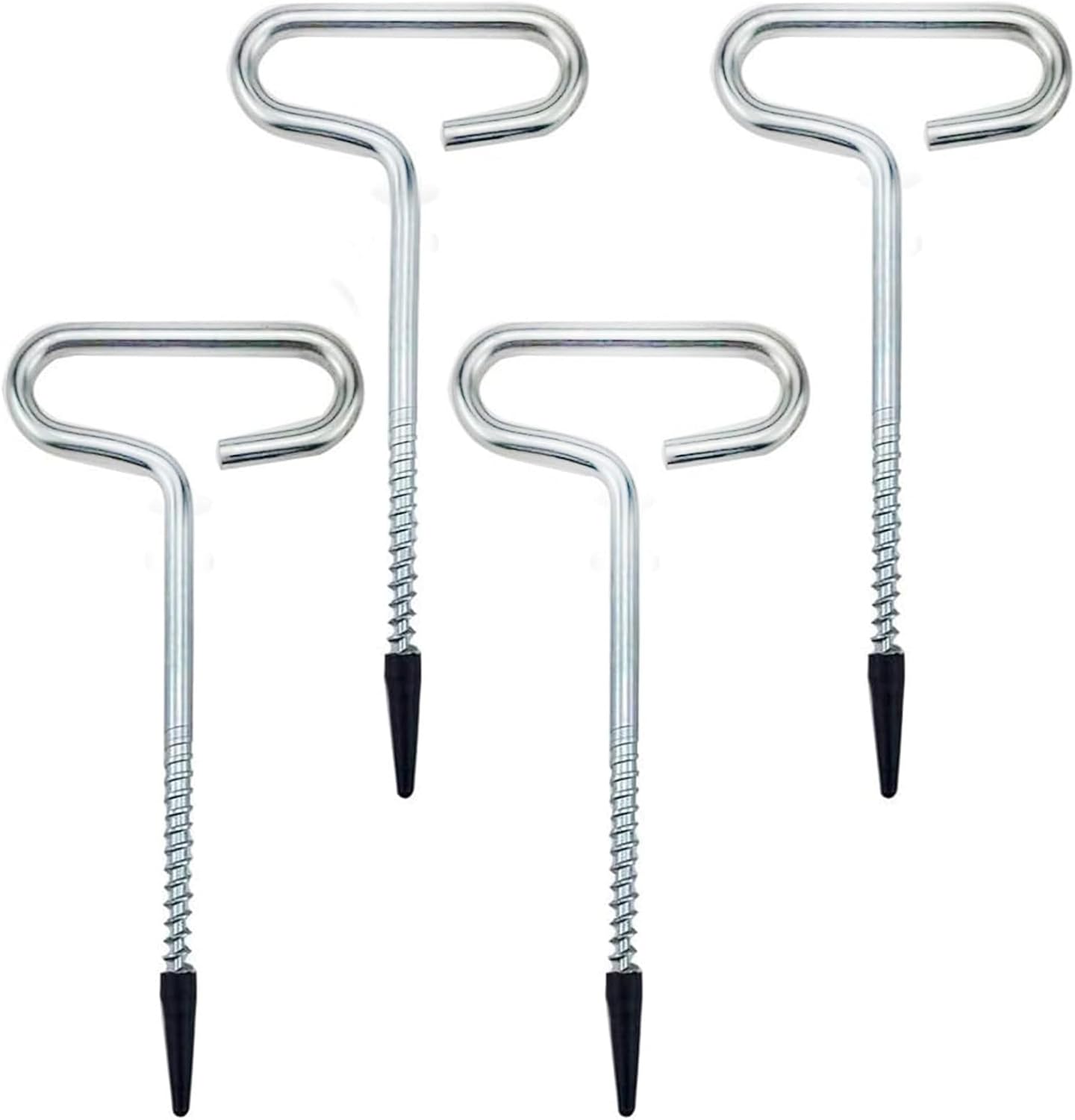 4Pcs Heavy Duty Tent Stakes, 18cm Ground Anchors, Threaded Peg for High Winds, Ice Fishing Shelter Nails, Metal Stake for Outdoor Summer Camping Activities, Durable Tent Fixer Spikes