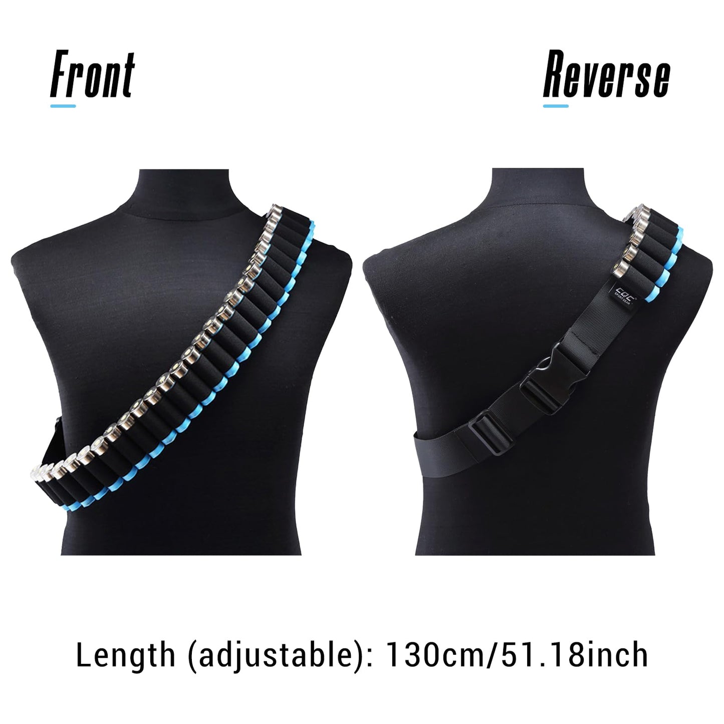 Round Shotgun Shell Bandolier,Ammo Shot Shell Shoulder Bandolier Bandoleer Carrier, with Quick Release Buckle,Holds Up to 27 Shells,Bandolier for Shell Count Tactical and Out Door Hunting