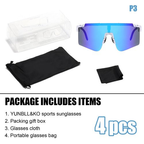 YUNBLL&KO Sports Vipers Sunglasses Men Women, UV400 Protection, Adjustable Temple & Nose Pad