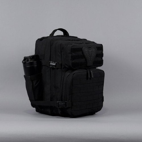 WOLFpak 35L Athletic Gym Backpack - Durable 1000D Waterproof Oxford Material with MOLLE Webbing, Laptop Pocket & Dual Cup Holders, Durable Fitness/Travel/Military Daypack (Black Venom)