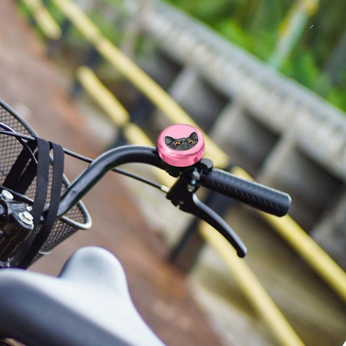 WIRESTER Pink Aluminum Round Bike Bell, Classic Ring Bicycle Bell, Bike Accessories Bell Ring for Adults Kids Girls Boys - Black Bombay Kitten Cat