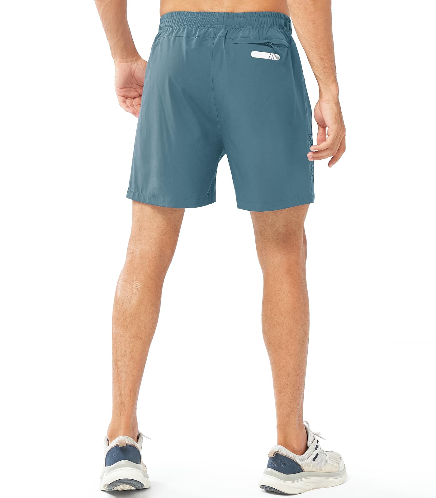 NORTHYARD Men's Athletic Running Shorts Gym Workout 7"/9"/5" Quick Dry Lightweight Sports Basketball Tennis 3 Zipper Pockets GREYBLUE-5inch 4XL