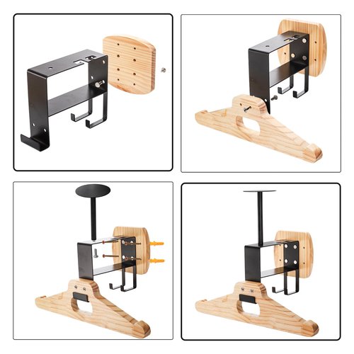 Eorbow Tactical Gear Wall Mount, Wooden Motorcycle Helmet Holder Stand, Heavy Duty Helmet Display Hanger, Multipurpose Jacket Rack for Police, Soccer, Cycling, Skiing Gears, Coats, Vets, Hats, Caps