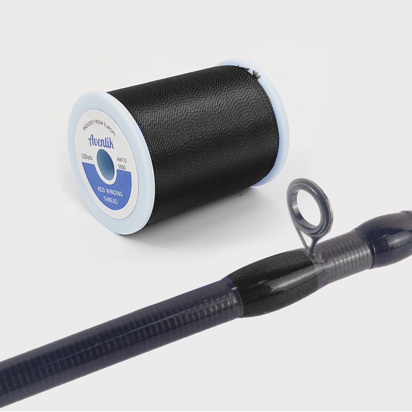 Aventik Fishing Rod Wrapping Thread for Rod Guide Buliding,2PCS 100Yds/Spool 500D Nylon Threads Tip Guide Eyelet Winding Line Broken Fishing Pole Repair Kits(2 Pack Black Nylon Thread)