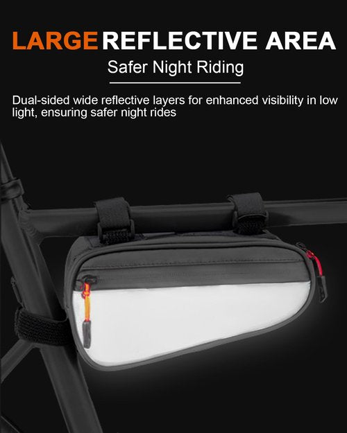 Danuosie Bike Frame Bag, Waterproof Bicycle Triangle Bag with 2 Side Pockets, Bike Storage Pouch, 3-in-1 Top Tube Bags for Phone, Cycling Tool Accessories Pack for MTB Mountain Road Bikes