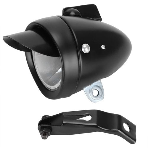 Vintage Bike Headlight, LED Light for Night Riding, Retro, Sturdy and, Front Safety Lamp with Optimal Light Output, 160° Visual Angle (Black)