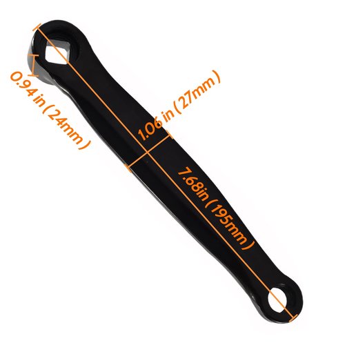 Rhinenet Left 170mm Bicycle Crank Arm Set Replacement for Electric, Folding, Hybrid, Mountain, Road Bike - Aluminium Alloy - Horizontal (Black, Diamond Hole)