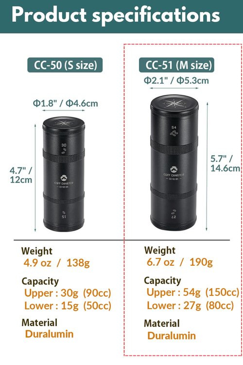 camping moon CAMPINGMOON Coffee Canister 2-Stage CNC Cutting Duralumin Black CC-51-BK