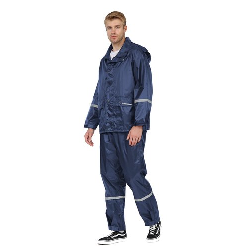 Classic Rain Suits for Men Waterproof Durable Rain Gear with Reflective Strip Rain Jacket Pants for Golf Camping (Blue, X-Large)