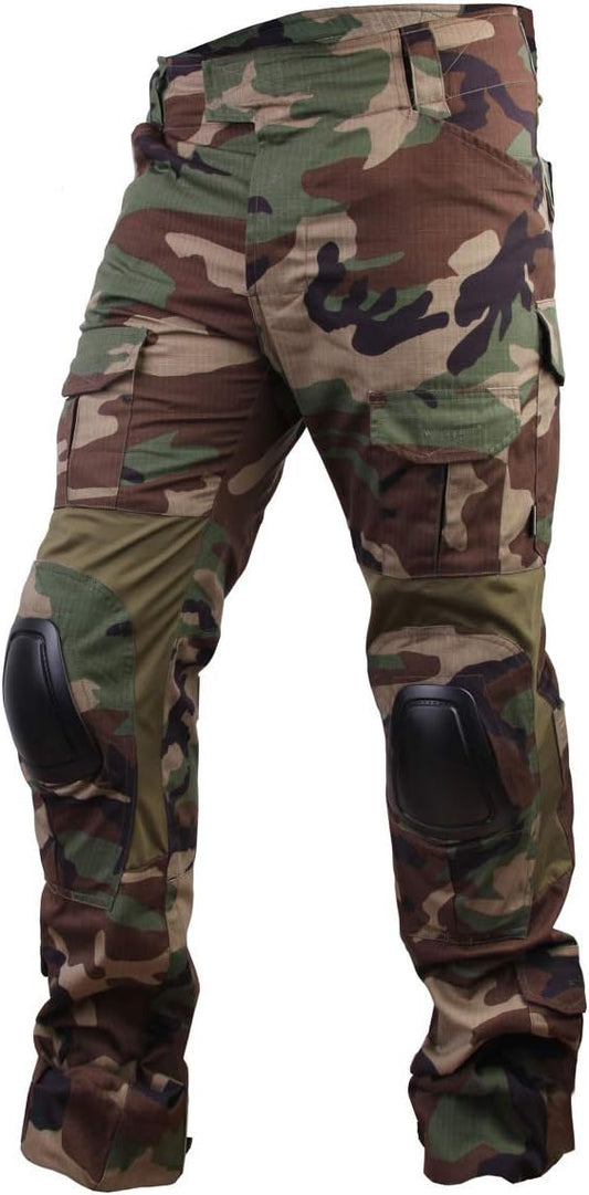 Paintball Equipment Men Airsoft Hunting Combat BDU Pants Gen3 Tactical Pants with Knee Pad Woodland