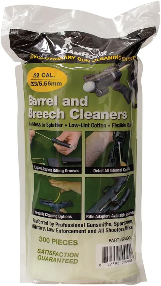 0.22/0.223/5.56 Caliber Gun Cleaning Swabs (300 Quantity), One Size (22300)