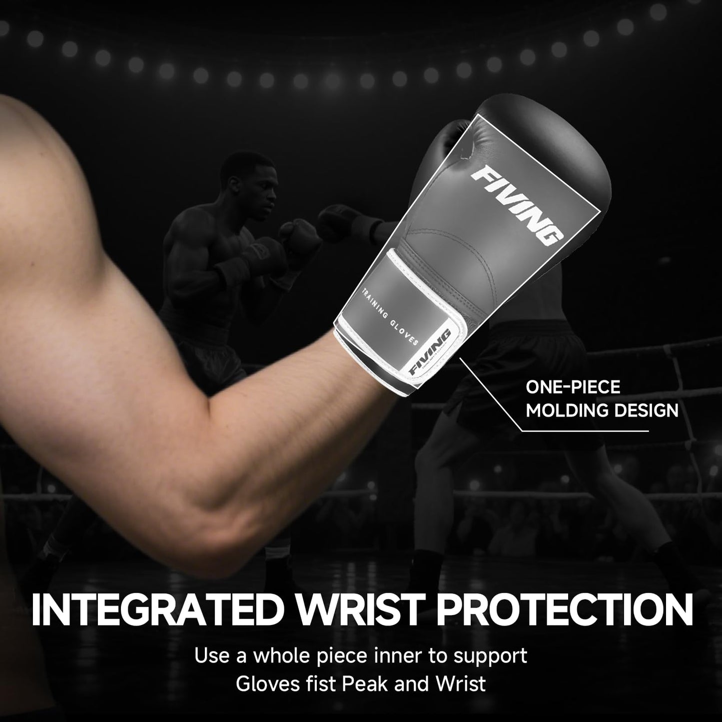 Boxing Gloves for Men and Women, Pro Training Sparring Muay Thai Gloves, Adults Heavy Punching Bag Gloves for Boxing Kickboxing Mixed Martial Arts MMA (Black-White, 10oz)