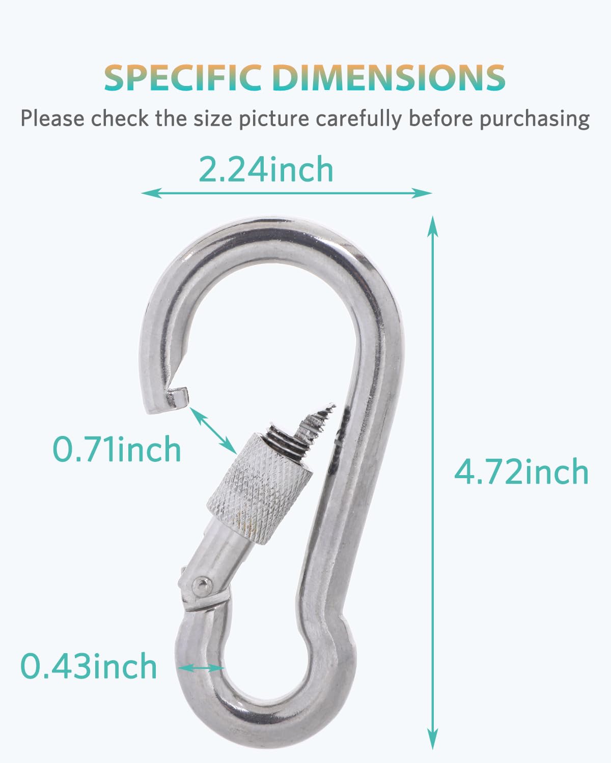 SEPWIK Carabiner Clips, 316 Stainless Steel Carabiner Clip, Heavy Duty Carabiner Hooks, Keychain Carabiners, Multi-Purpose Spring Snap Hook for Dog Leash, Outdoor Camping, Swing, Hammock