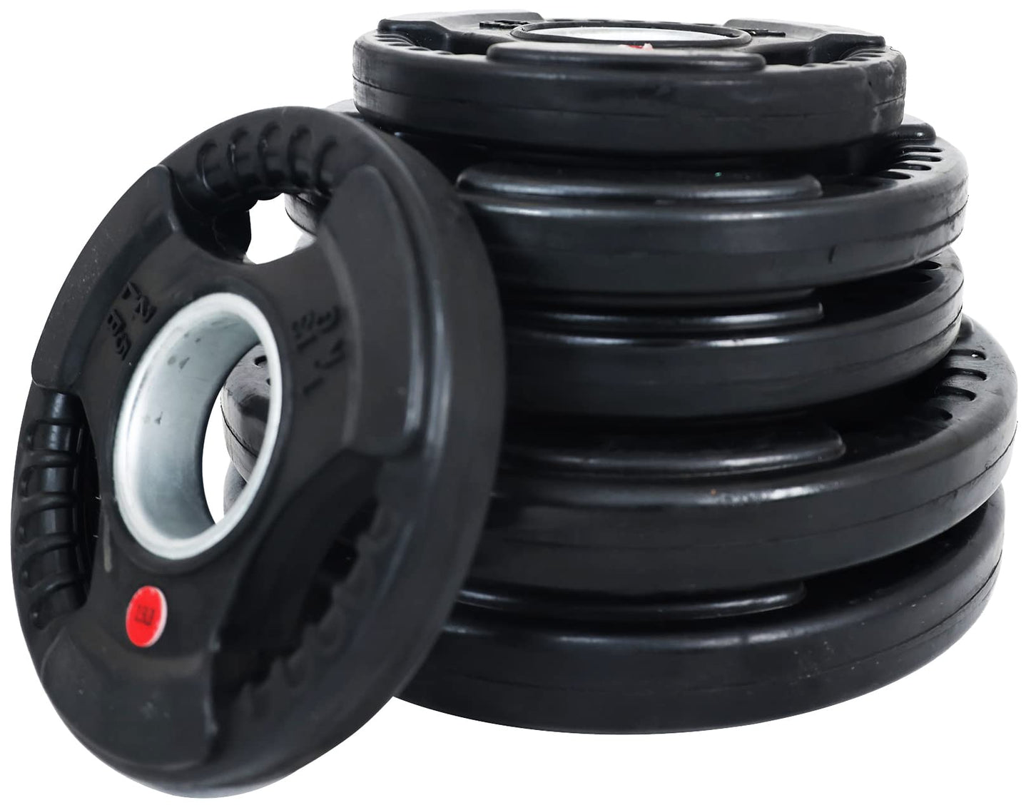 Fitvids Olympic 2-Inch Cast Iron Plate Weight Plate for Strength Training and Weightlifting, Rubber Coate Style, 35LB Set