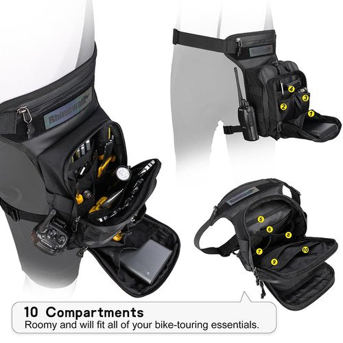 SUNELFFY Motorcycle Drop Leg Bag Military Thigh Pouch Bag Tactical Hip Thigh Pack Leg Bag Multifunctional for Riding Cycling Hiking Climbing Men and women (Black)
