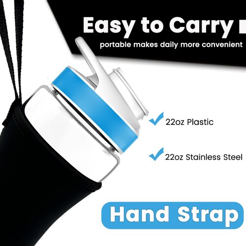 Oxyooh 2Pcs Sleeve for Cirkul Water Bottle - Neoprene Hand Strap Design Compatible With 22oz Plastic & Stainless Steel Bottles - Accessories
