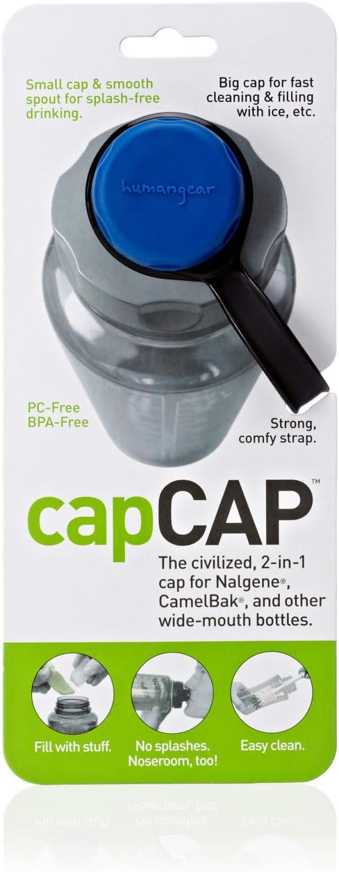 humangear capCAP+ | Converts Wide-Mouth Openings | Secure Easy Open | Food-Safe Material | Water Bottle Accessory Lid