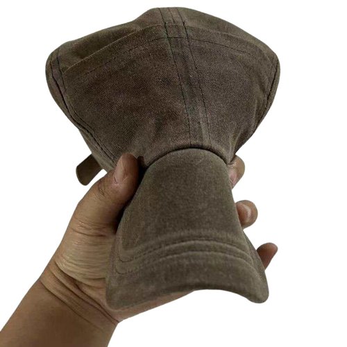 Quint Fishing Cap - 5 Panel Waxed Canvas Brown Hat with Pockets & Bendable Brim - Shark Hunter Costume Orca Boat Captain - Boating Fisherman Rugged Waterproof Headwear