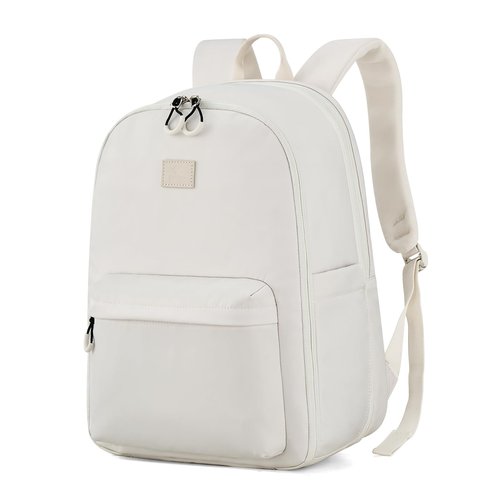 Hanke Expandable Travel Backpack for Women Men, 30L Carry On Backpack Flight Approved, Water Resistant Personal Item Travel Bag Fits 15.6 Inch, Dry & Wet Pocket Weekender Daypack, Off-White