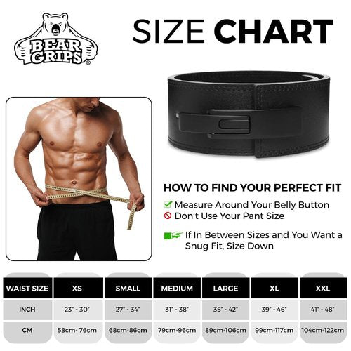 Bear Grips 10mm Suede Leather Lever Weight Lifting Belt, Perfect for Gym (X-Small)