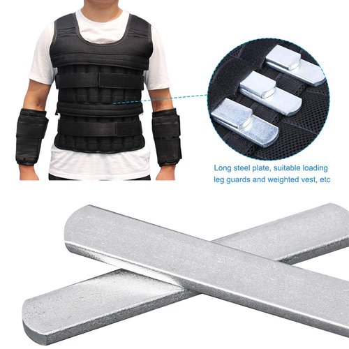 PXRJE Weighted Vest Steel Plates Adjustable Rustproof Strength Training Weight Long Steel Plate w/Round Head for Loading Leg Guards Weighted Vest(Size:8 PCS)