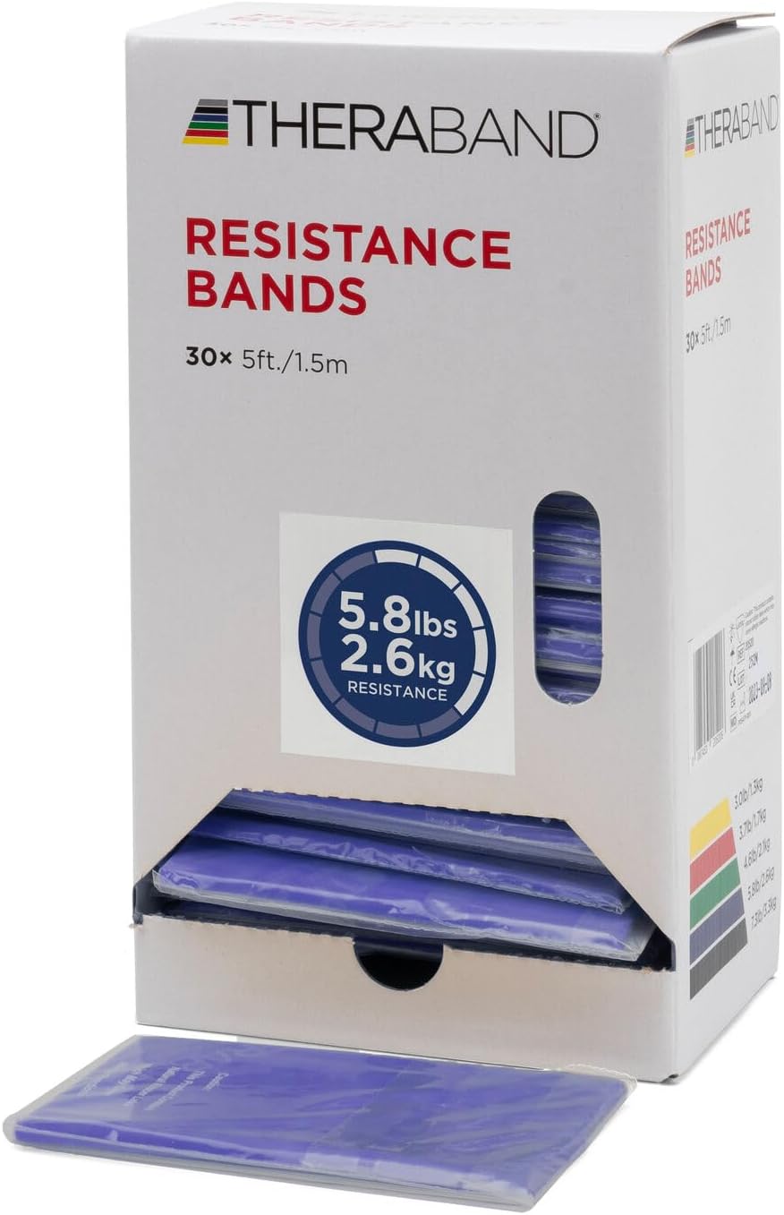 THERABAND Professional Resistance Bands - 5ft Latex Elastic for Home Workouts, Rehab & Pilates (15/30 Count)