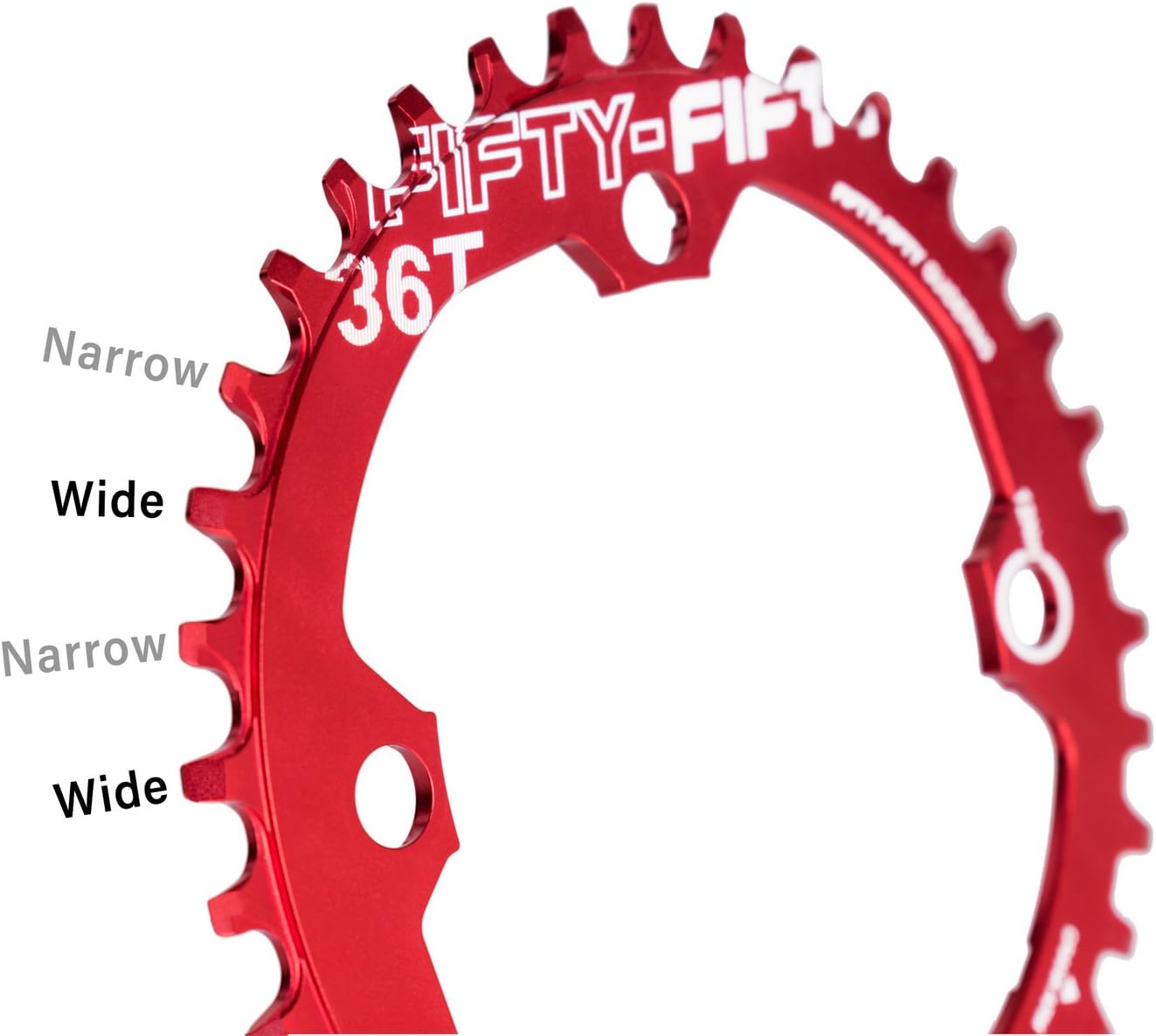 FIFTY-FIFTY 104BCD Narrow Wide Chainring for Mountain Bikes - 30T/32T/34T/36T, 9/10/11-Speed Compatible