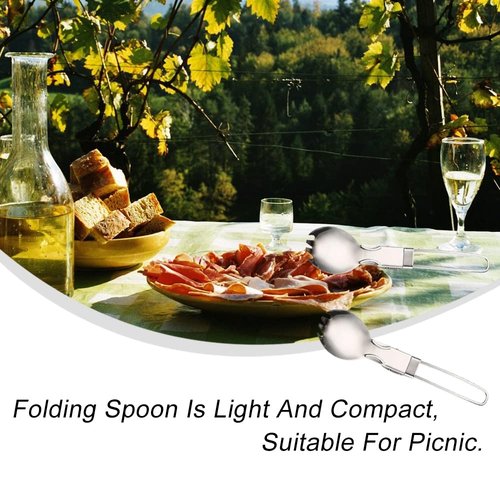 yizhichun 2 Pcs Foldable Cutlery Stainless Steel Folding Spork Lightweight Outdoor Spoon Fork for Hiking Survival Camping Travel