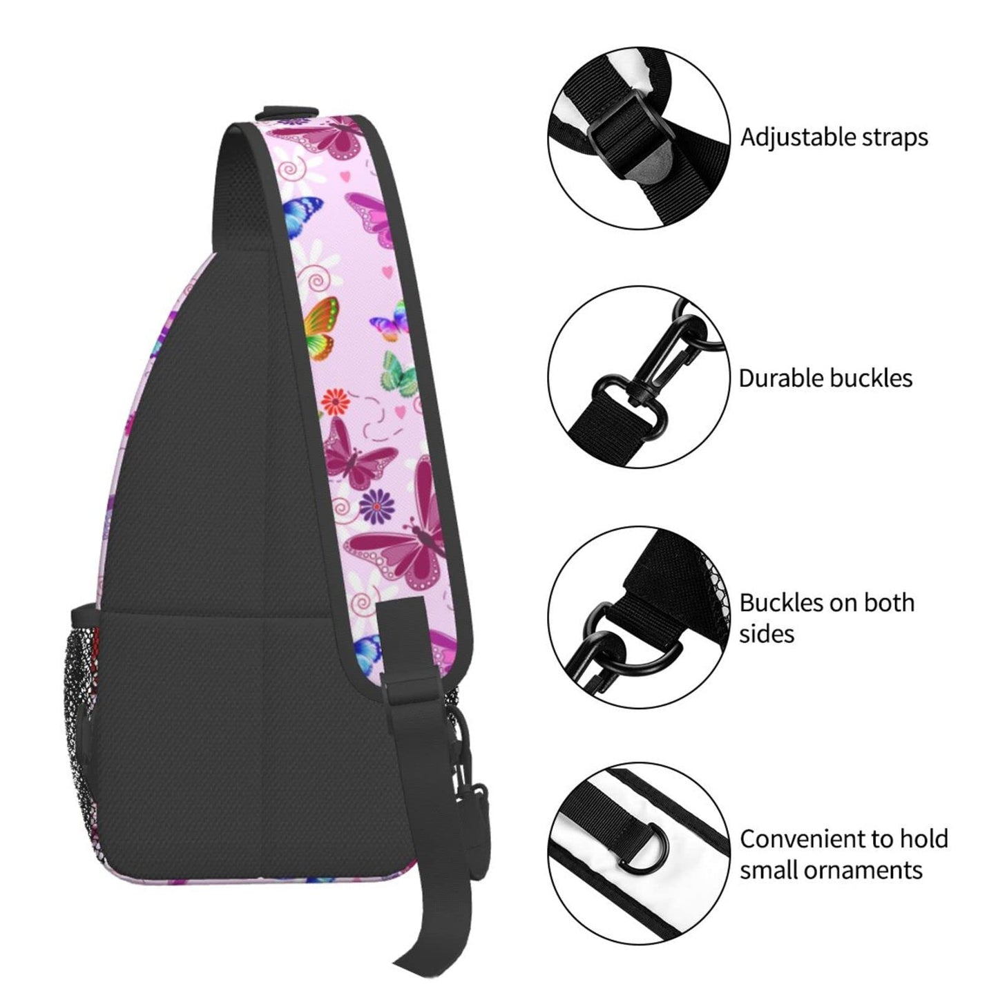 JDEIFKF Butterflies Sling Bag Travel Crossbody Bag Chest Daypack Hiking Shoulder Bag For Men Women