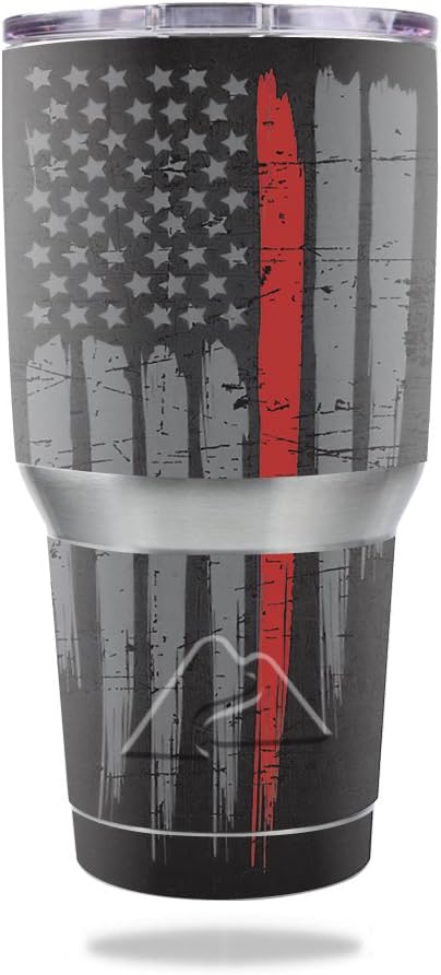 MightySkins Skin Compatible with Ozark Trail 30 oz Tumbler - Thin Red Line | Protective, Durable, and Unique Vinyl Decal wrap Cover | Easy to Apply, Remove, and Change Styles | Made in The USA