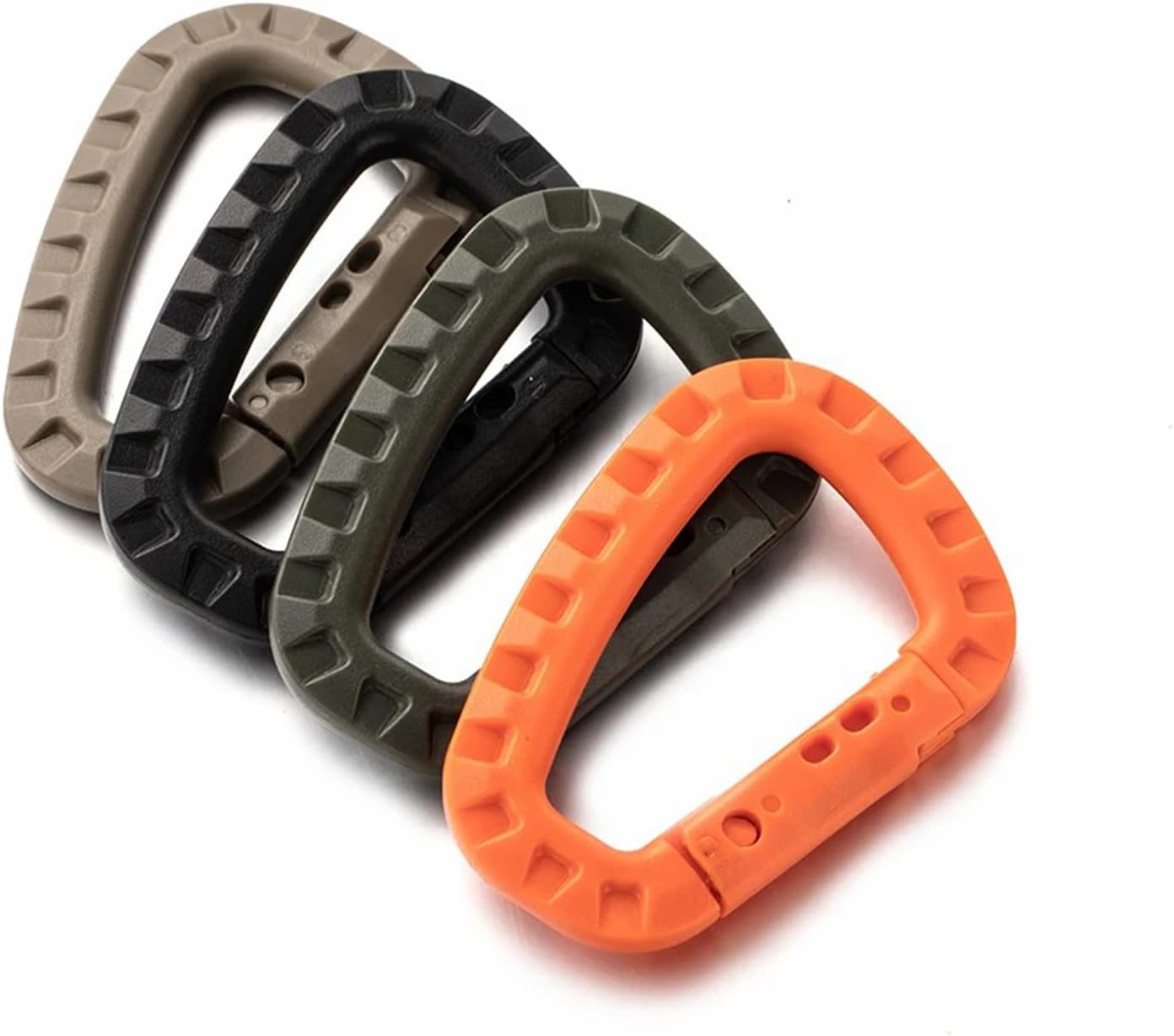 Tactical Gear Clips Plastic Carabiner Keychain Clip D-Rings Spring Snap Hook for Backpack, Molle System, Bag, Key Chain