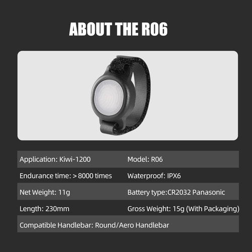 Bike Light Accessories R06 for Gaciron Bike Front Light, Wireless Remote Control Equipped with Button Battery, Compatible Aero & Round Bike Handlebar, IPX6 Waterproof Bicycle Headlight Accessories