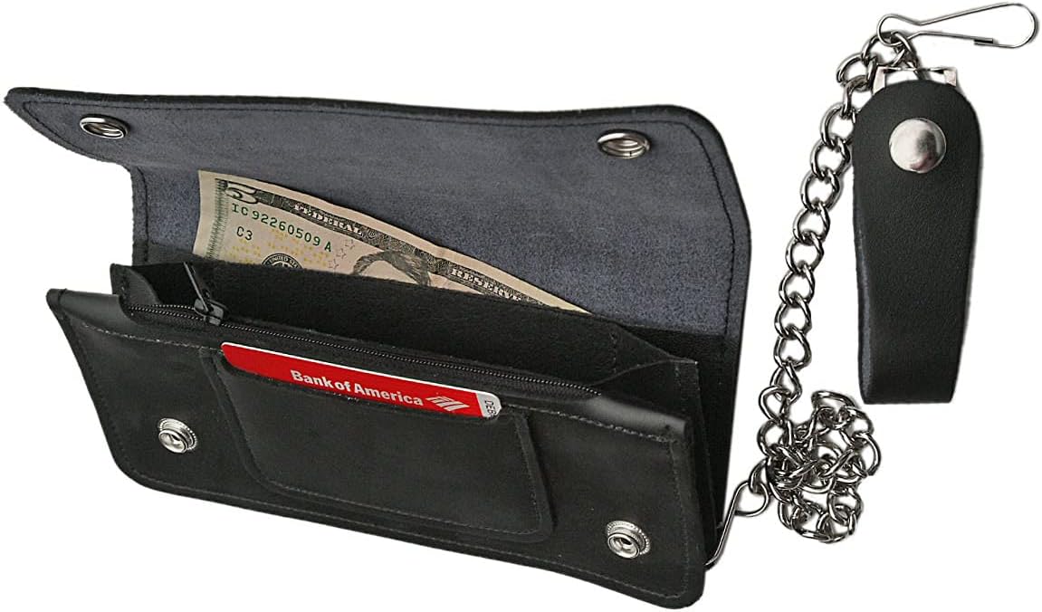 SZCO Supplies Large Bi-Fold Biker Wallet, 8x3.75-Inch , Black
