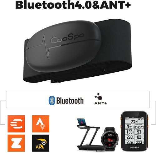 COOSPO Heart Rate Monitor Chest Strap, Bluetooth ANT+ Heart Rate Monitor Chest Sensor with 400H Battery, HRM Works with Strava/Wahoo Fitness/Polar Beat/Peloton/DDP Yoga App