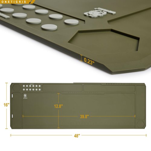OneTigris Gun Clean Mat Magnectic for Table, Extra Large 48"x16" for AR 1911 Rifle Anti-Slip Rubberized Repair Mat for Gun Parts, Protects Work Surface from Solvents and Oils