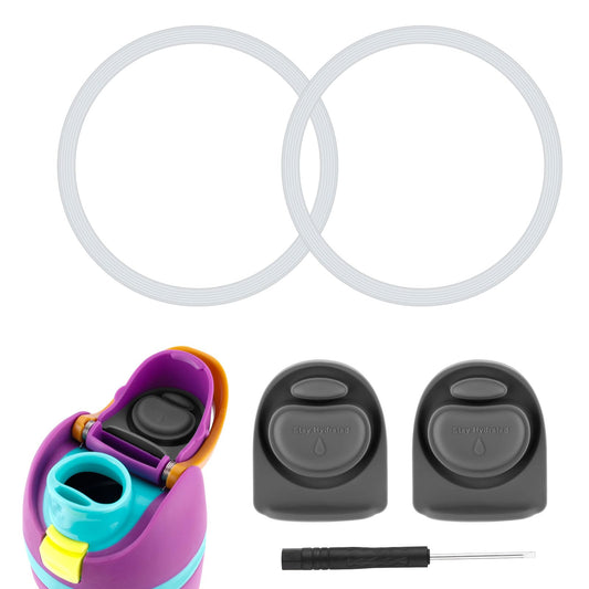 2pcs Bottle Seal Ring & 2pcs Replacement Stopper for Owala FreeSip 24oz 32oz, BPA-Free Water Bottle Top Lid Replacement Silicone O Ring Parts for Owala 16/19/24/32/40oz Gasket Plug Accessories