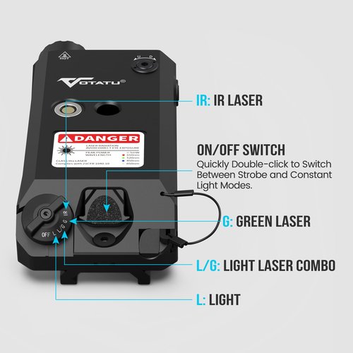VOTATU V840 Green &IR Laser Light Combo, 1500 Lumens Tactical Flashlight Laser for AR Rifle Compatible with M-LOK Picatinny Rail, Weapon Light with Pressure Switch and USB Magnetic Rechargeable