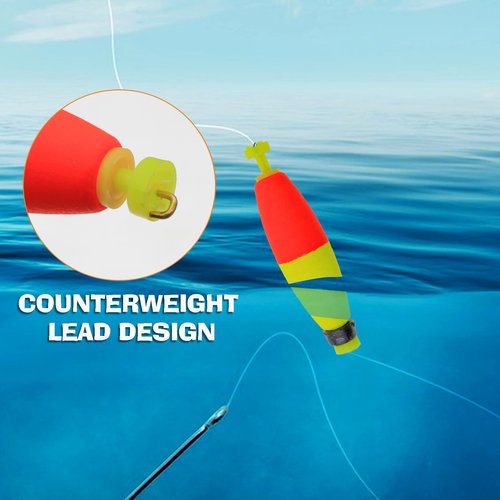 Proximitck Fishing Floats Fishing Bobbers EVA Foam Floats Cigar Fishing Bobbers Weighted Snap-on Floats Bass Trout Crappie Sea Boat Fishing