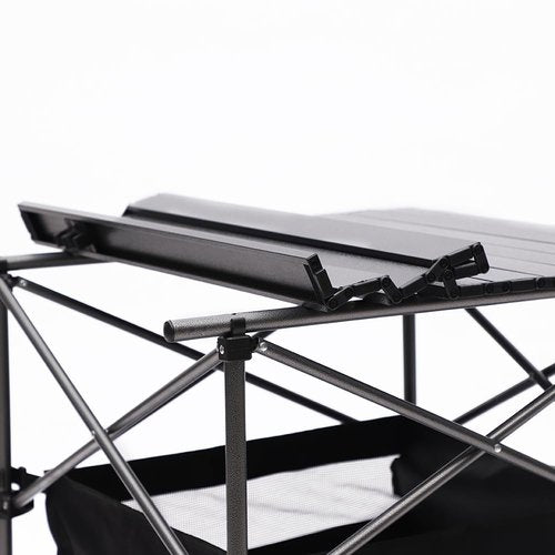 SPOFLYINN Folding Portable Aluminum Collapsible Table with Carrying Bag for Outdoor Camping Picnic BBQ Patio Black